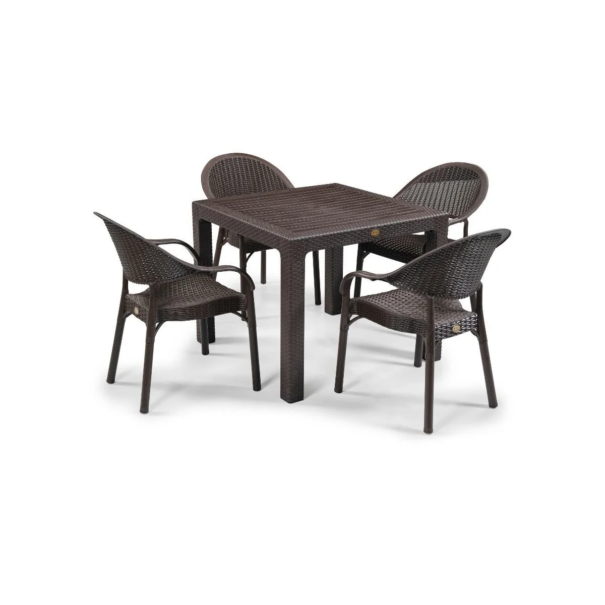 Byokuyan Bambu Bahçe Balkon Veranda Teras Cafe 4+1 Camsız Masa Takımı