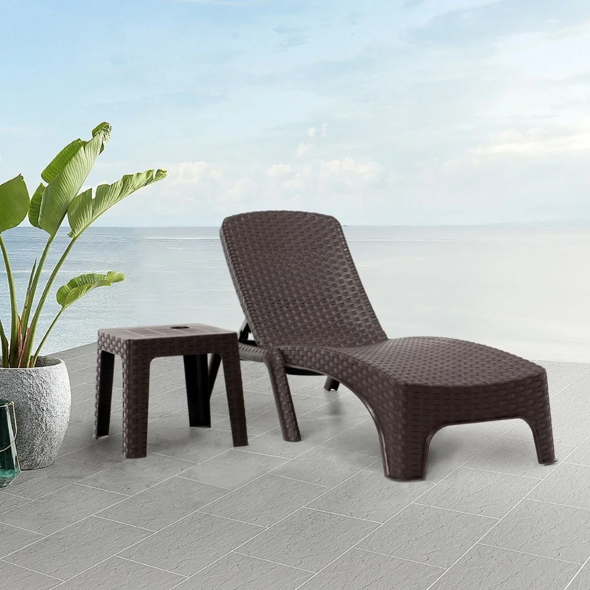 Byokuyan Roma Rattan Bahçe Balkon Veranda Teras Şezlong 4